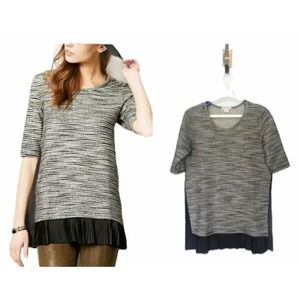 Clu + Willoughby Anthropologie Inkstick Tunic Top Size Large Black White